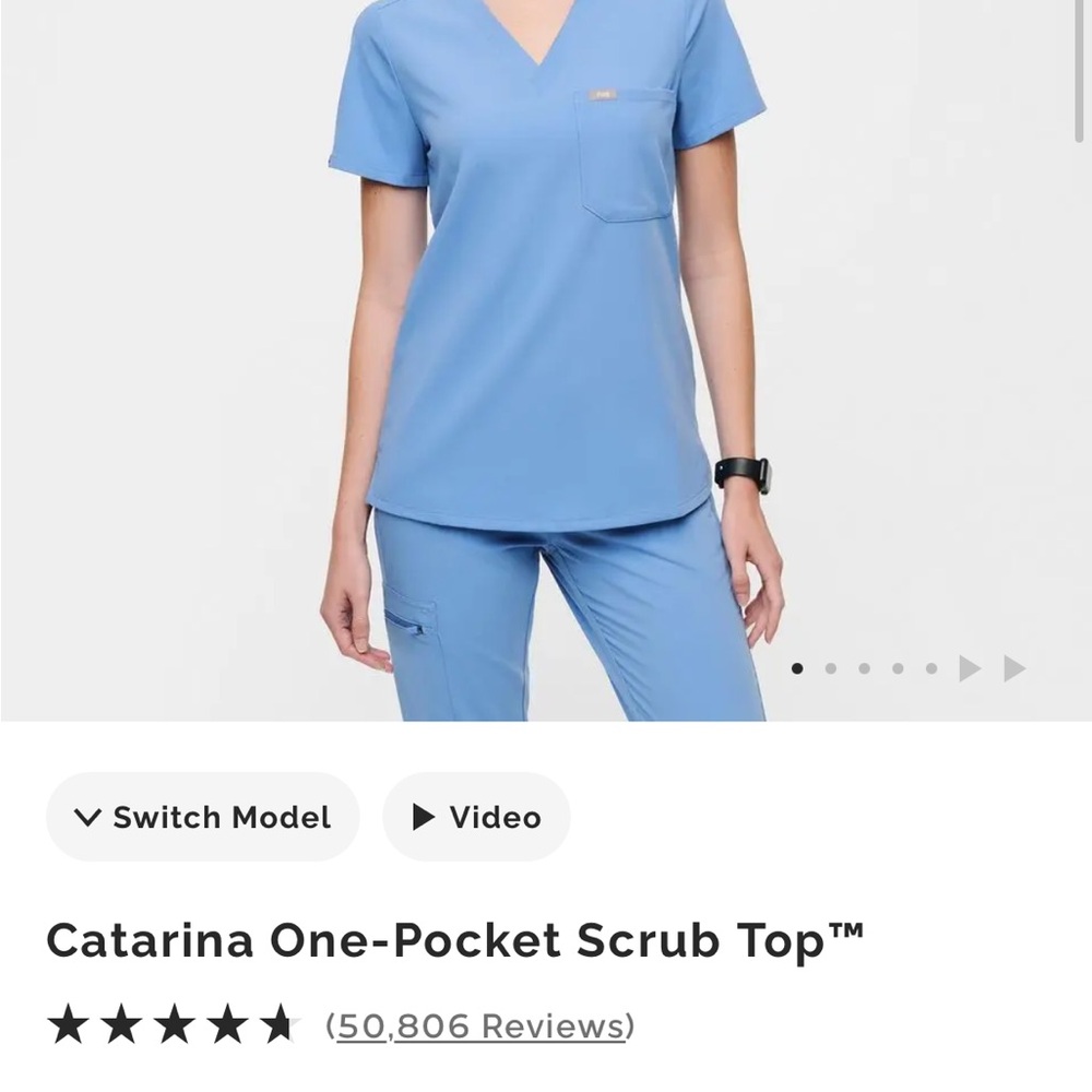 Figs One-Pocket Scrub Top - Blue